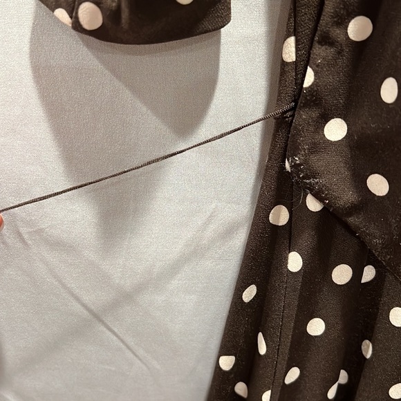 Brown 3/4 sleeve dress with polka dots - Picture 3 of 3